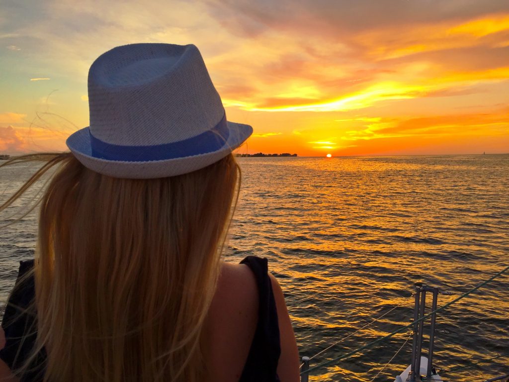 Kara Franker on a Catamaran at Sunset on Anna Maria Island